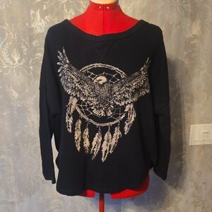 Denim & Supply Ralph Lauren Black Sweatshirt with Eagle And Dreamcatcher Graphic